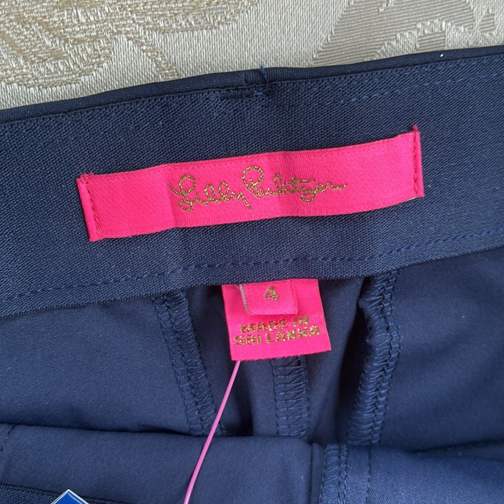 Lilly Pulitzer NWT Navy Triple Chill Effect Trousers size 4 New With Tags